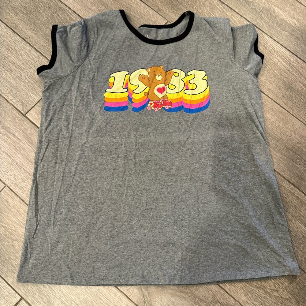 Ripple Junction Gray Tee with Rainbow '1983' Bear Graphic